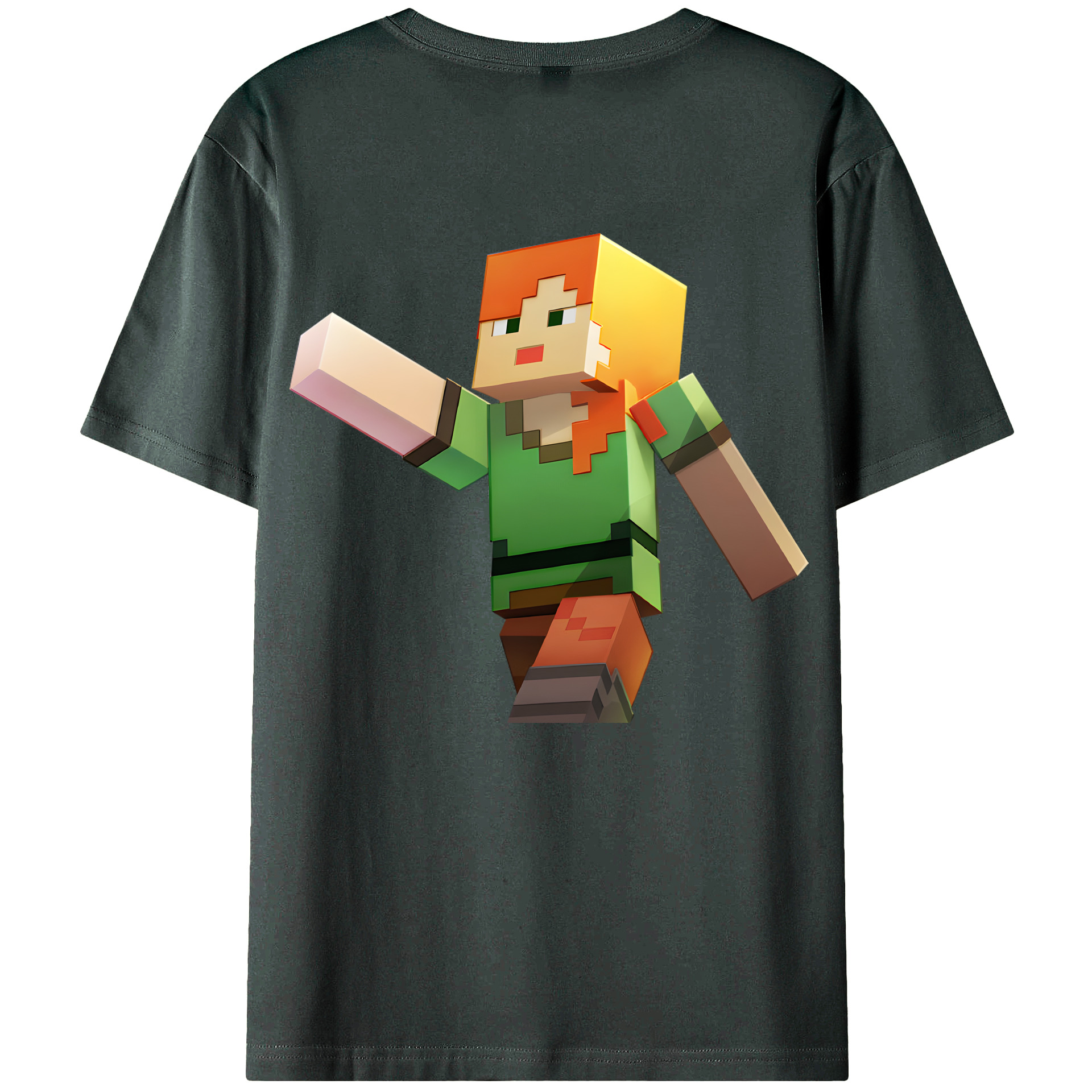 （画像用） マインクラフト ブロックの世界 Minecraft MC Block world 綿100％ メンズ半袖Tシャツ（バックプリント） 通気性